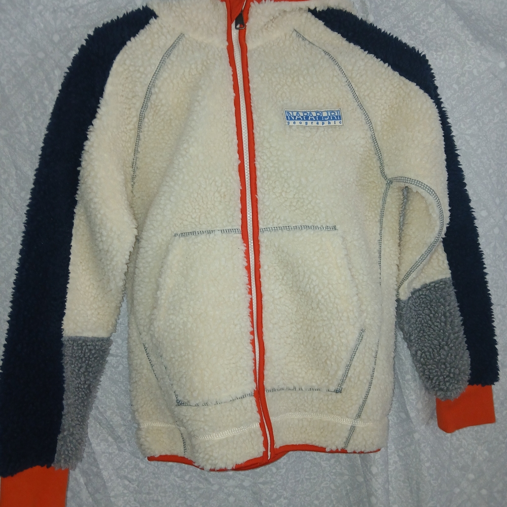 Napapijri Kids Fleece Jacket - Cream, Black, Gray, and Red